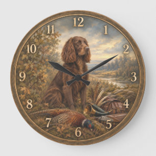 Wachtelhund Hunting Art , German Spaniel Large Clock