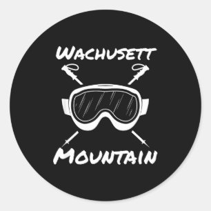 Wachusett mountain massachusetts skier skiing skis classic round sticker