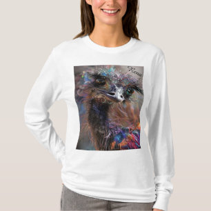 Wackadoodle Ostrich Personalized Back  T-Shirt