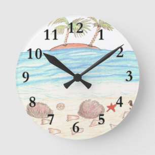 Wacky beach round clock