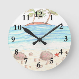Wacky beach round clock