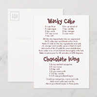 Wacky Cake and Chocolate Icing Recipes