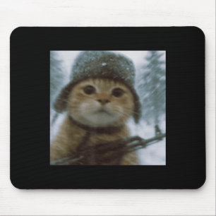 Wacky Cat Snow Kitten Soldier Selfie With Gun Meme Mouse Pad
