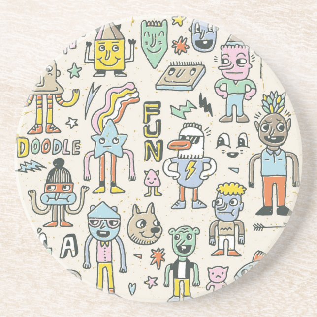 Wacky Doodles: Vintage Character Set Coaster (Front)