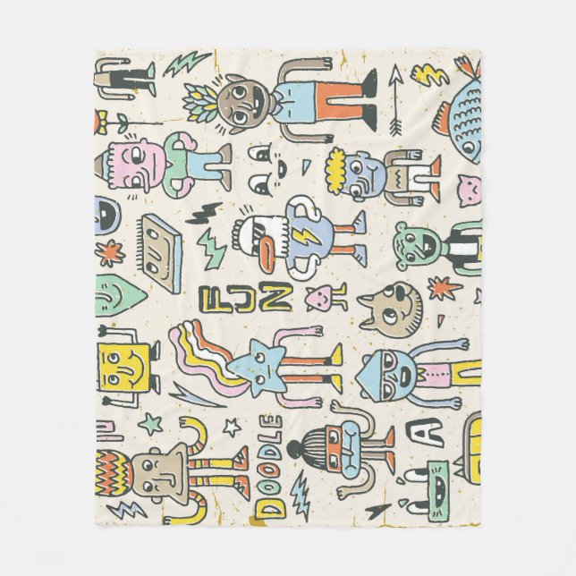 Wacky Doodles: Vintage Character Set Fleece Blanket (Front)