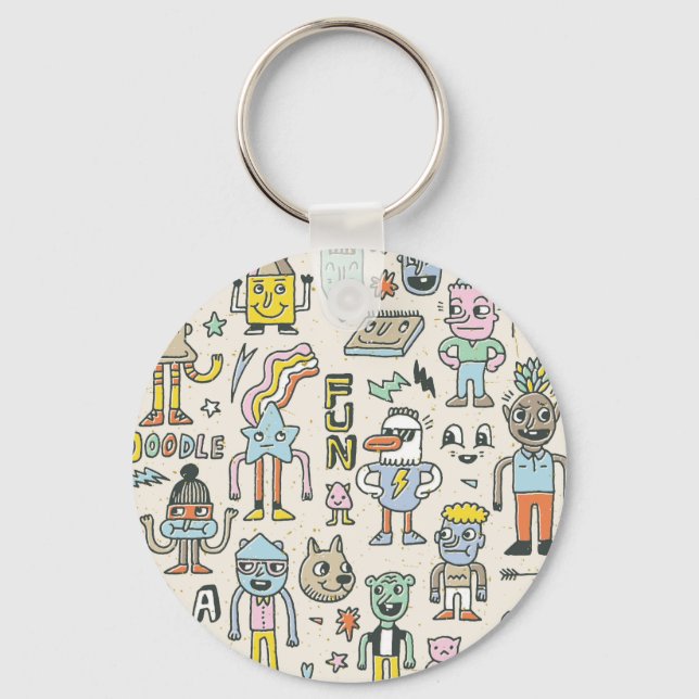 Wacky Doodles: Vintage Character Set Key Ring (Front)