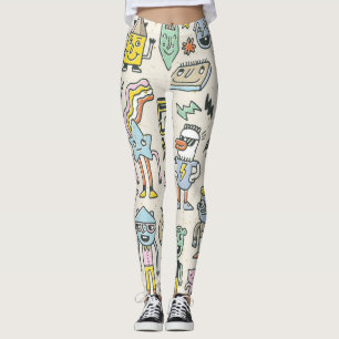 Wacky Doodles: Vintage Character Set Leggings