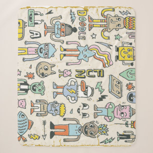 Wacky Doodles: Vintage Character Set Sherpa Blanket