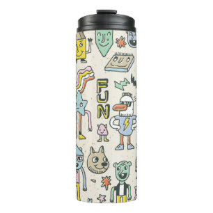 Wacky Doodles: Vintage Character Set Thermal Tumbler