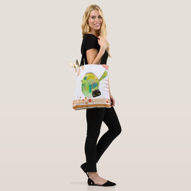 Wacky Watercolor Warbler Tote Bag (On Model)