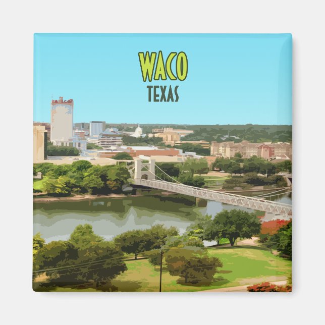 Waco Texas Brazos River Downtown Vintage Magnet (Front)
