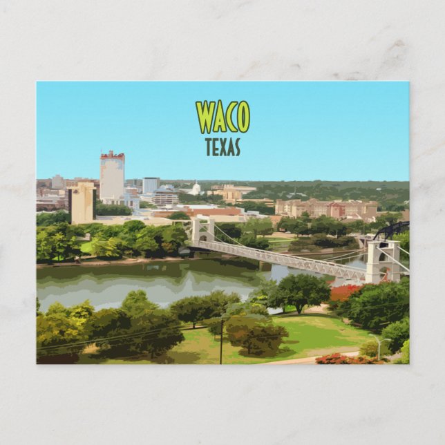 Waco Texas Brazos River Downtown Vintage Postcard (Front)