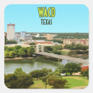 Waco Texas Brazos River Downtown Vintage Square Sticker