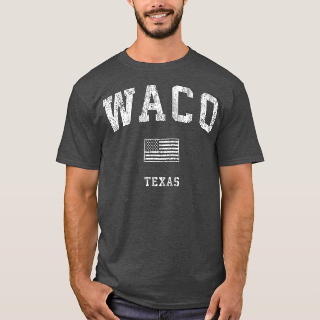 Waco Texas TX  Vintage American Flag T-Shirt (Front)