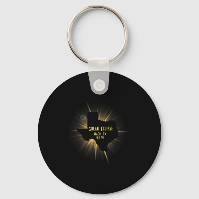 Waco Tx Solar Eclipse Total Design Key Ring (Front)