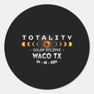 Waco Tx Total Solar Eclipse 2024  Classic Round Sticker