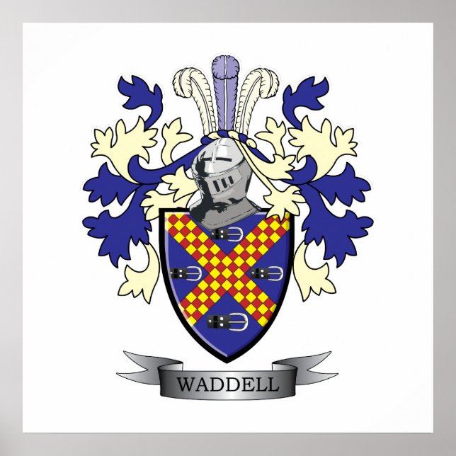 Waddell Family Crest Coat of Arms Poster (Front)
