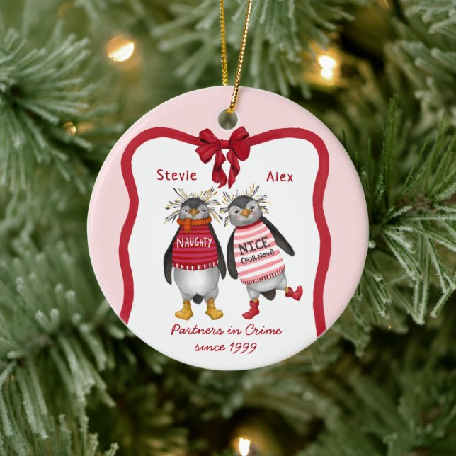 Waddle I Do Without You? Cute Couple's Christmas Ceramic Tree Decoration (Tree)