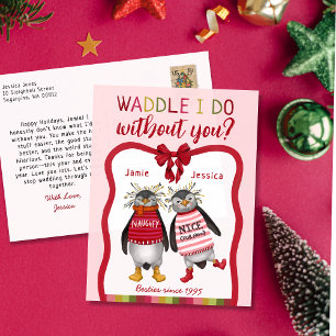 Waddle I Do Without You? Penguin Bestie Christmas  Holiday Postcard