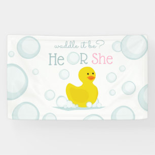 Waddle It Be Duck Gender Pink Blue Horizontal Banner