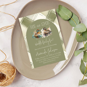 Waddle It Be Green Mallard Duck Gender Reveal Invitation