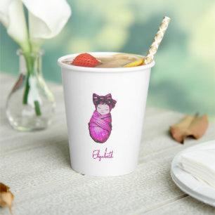 Waddle then Swaddle Pink Baby Shower Paper Cups