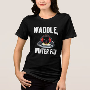 Waddle Winter Fun – Cute Penguin Christmas Design  Tri-Blend Shirt