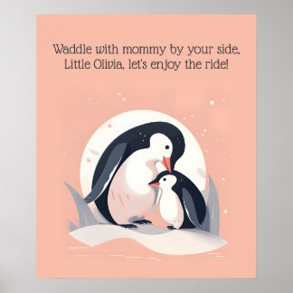 Waddle with Mummy | Penguin | Animal Nursery Art Poster