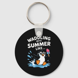 Waddling into summer like cute penguin  key ring