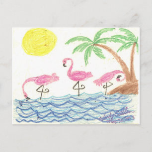 Wading Flamingos Postcard