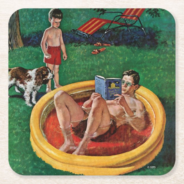 Wading Pool Square Paper Coaster (Front)