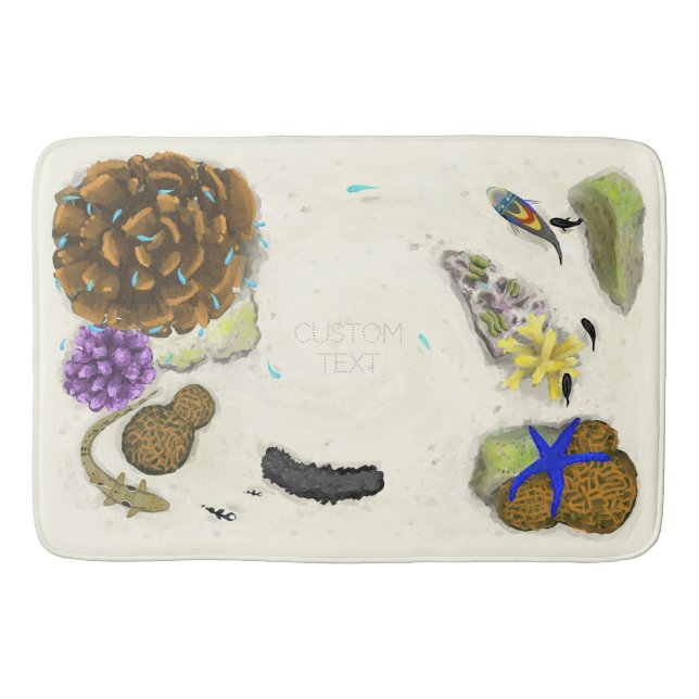 Wading the Barrier Reef - Custom Text Painterly Bath Mat (Front)