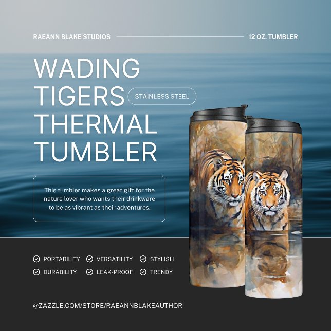 Wading Tigers Print Thermal Tumbler (Creator Uploaded)