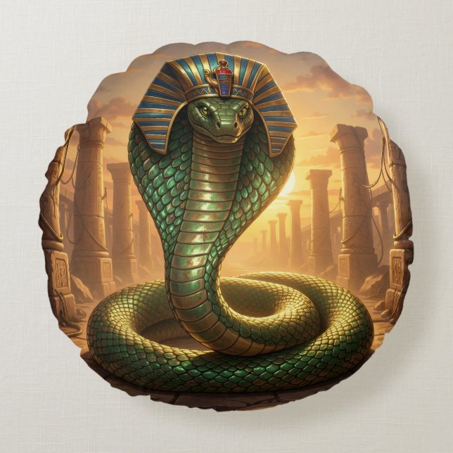 Wadjet – Ägyptische Schlangengöttin´6 Round Cushion (Front)