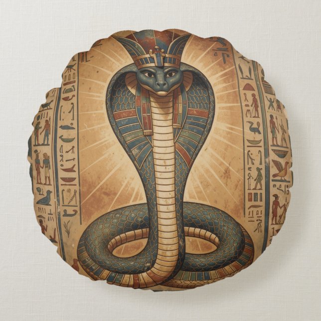 Wadjet – Ägyptische Schlangengöttin´7 Round Cushion (Front)