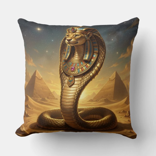 Wadjet – Egyptian Cobra Goddess Cushion (Front)