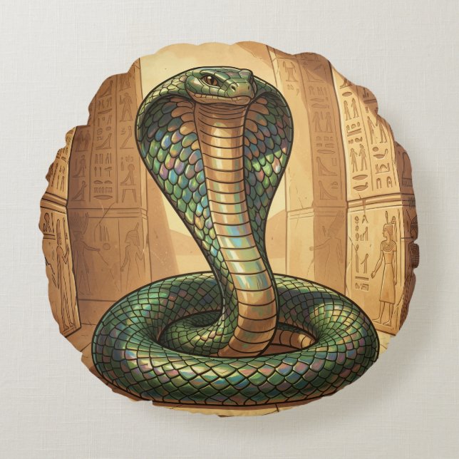 Wadjet - Egyptian Snake Goddess Round Cushion (Front)