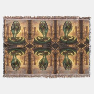 Wadjet – Egyptian Snake Goddess Throw Blanket