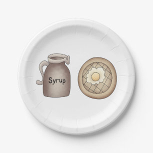 Waffle and Maple Syrup Jug Breakfast Paper Plate