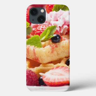 Waffle cake with fresh berry fruit iPhone 13 case