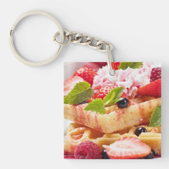 Waffle cake with fresh berry fruit key ring (Front)