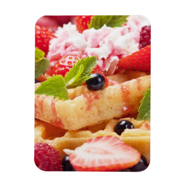 Waffle cake with fresh berry fruit magnet (Vertical)