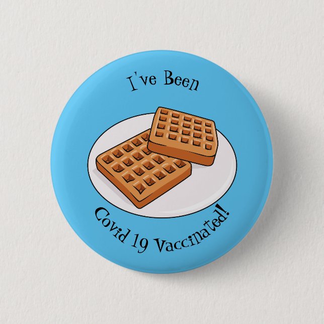 Waffle cartoon illustration 6 cm round badge (Front)