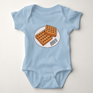 Waffle cartoon illustration  baby bodysuit