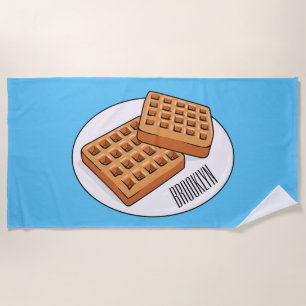Waffle cartoon illustration beach towel