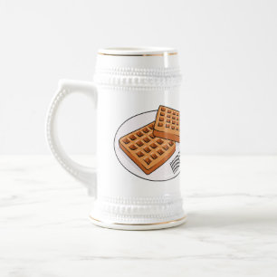 Waffle cartoon illustration beer stein