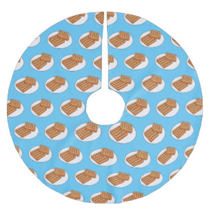 Waffle cartoon illustration  brushed polyester tree skirt