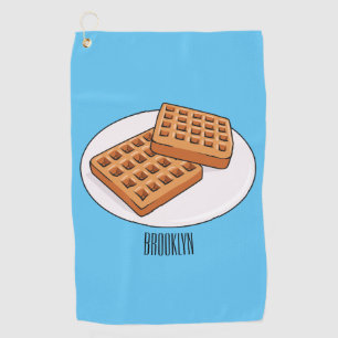 Waffle cartoon illustration golf towel
