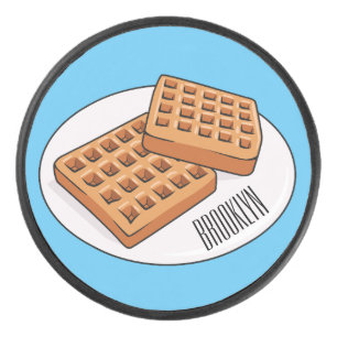 Waffle cartoon illustration hockey puck