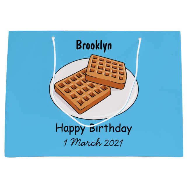 Waffle cartoon illustration large gift bag (Front)